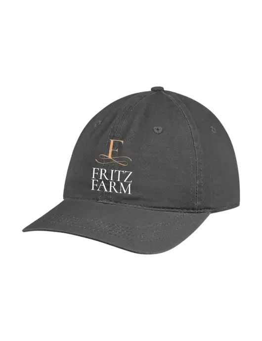 Garment Washed Unstructured Twill Charcoal Cap w/Fritz Farm Logo