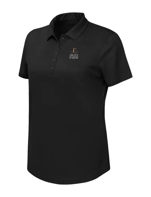 Callaway Womens Birdseye Black Polo w/Fritz Farm Logo