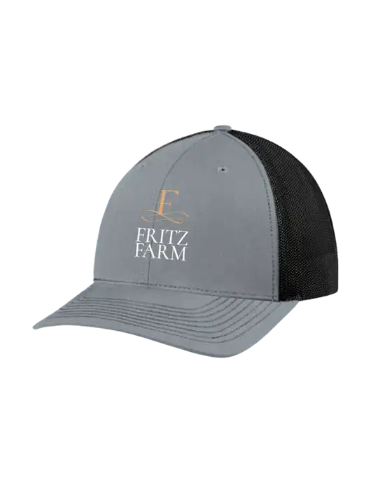 Richardson Adjustable Snapback Original 112 Trucker Cap Heather Grey w/Black Mesh w/Fritz Farm Logo