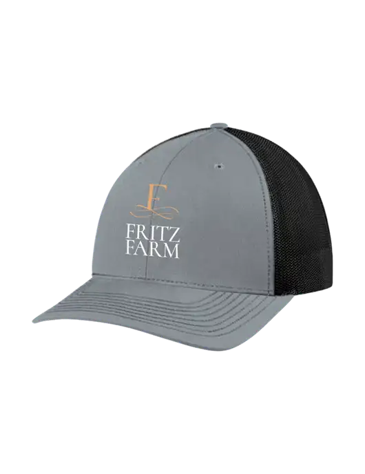 Richardson Adjustable Snapback Original 112 Trucker Cap Heather Grey w/Black Mesh w/Fritz Farm Logo