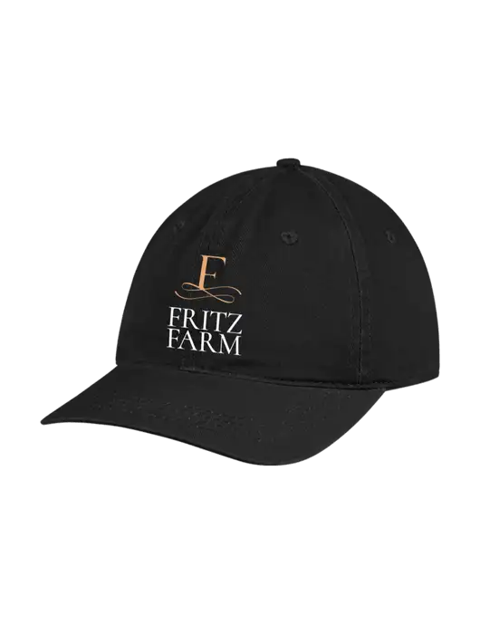 Garment Washed Unstructured Twill Black Cap w/Fritz Farm Logo