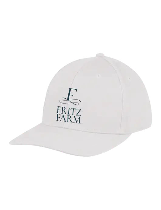 Premium Modern Structured Twill White Snapback Cap w/Fritz Farm Logo