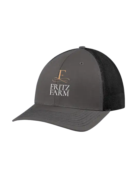 Richardson Adjustable Snapback Original 112 Trucker Cap Dark Grey w/Black Mesh w/Fritz Farm Logo