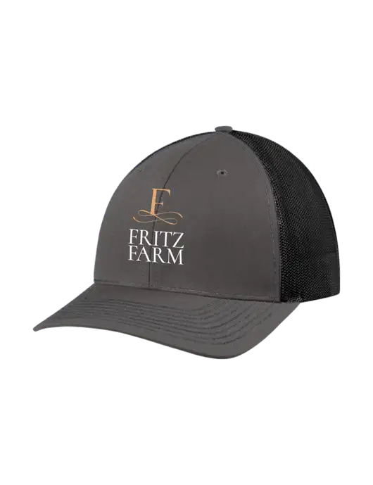 Richardson Adjustable Snapback Original 112 Trucker Cap Dark Grey w/Black Mesh w/Fritz Farm Logo