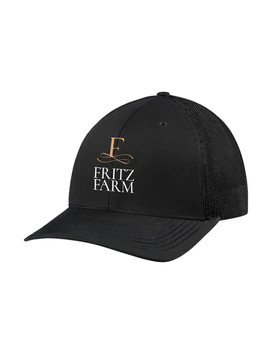 Richardson Adjustable Snapback Original 112 Trucker Cap Black w/Black Mesh w/Fritz Farm Logo