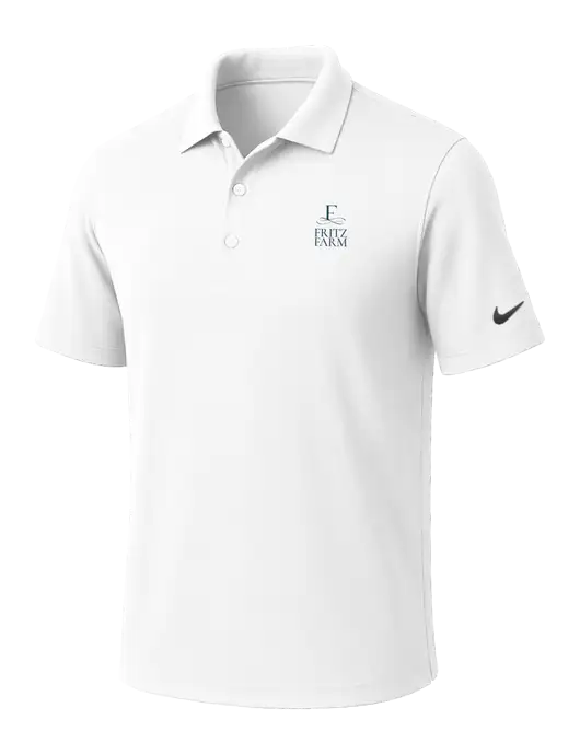 NIKE White Dri-Fit Micro Pique Polo w/Fritz Farm Logo