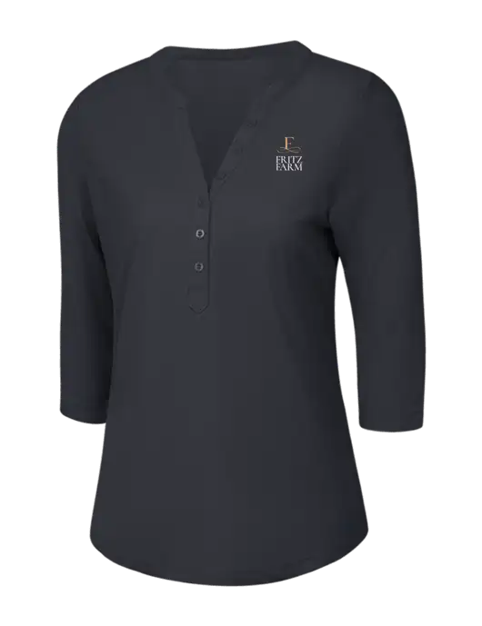 OGIO Charcoal Grey Jewel Henley w/Fritz Farm Logo