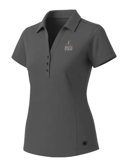 OGIO Womens Medium Grey ONYX Polo w/Fritz Farm Logo