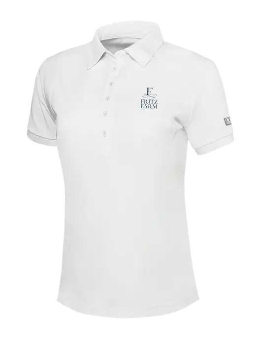 OGIO Womens Bright White Jewel Polo w/Fritz Farm Logo