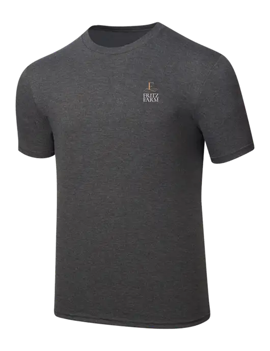 Simply Soft Heathered Charcoal 4.5oz  Poly/Combed Ring Spun Cotton T-Shirt w/Fritz Farm Logo