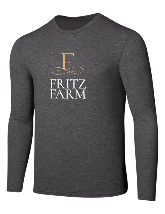 Seriously Soft Heathered Charcoal Long Sleeve T-Shirt w/Fritz Farm Logo