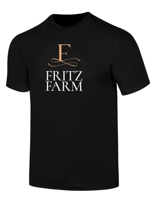 Simply Soft Black 4.5oz  Poly/Combed Ring Spun Cotton T-Shirt w/Fritz Farm Logo