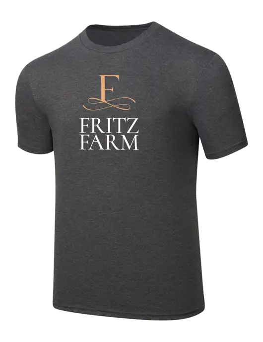Simply Soft Heathered Charcoal 4.5oz  Poly/Combed Ring Spun Cotton T-Shirt w/Fritz Farm Logo