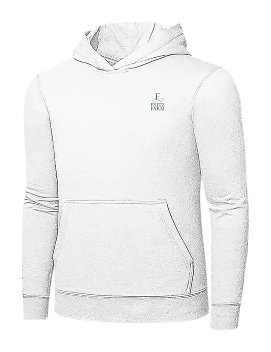 White 7.8 oz Ring Spun Hooded Sweatshirt w/Fritz Farm Logo