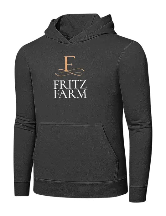 Charcoal 7.8 oz Ring Spun Hooded Sweatshirt w/Fritz Farm Logo