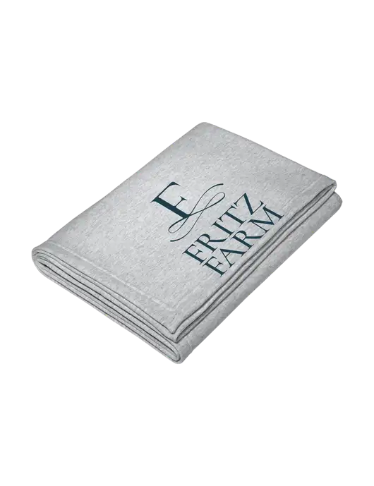 Core Light Grey Heather Fleece Sweatshirt Blanket w/Fritz Farm Logo