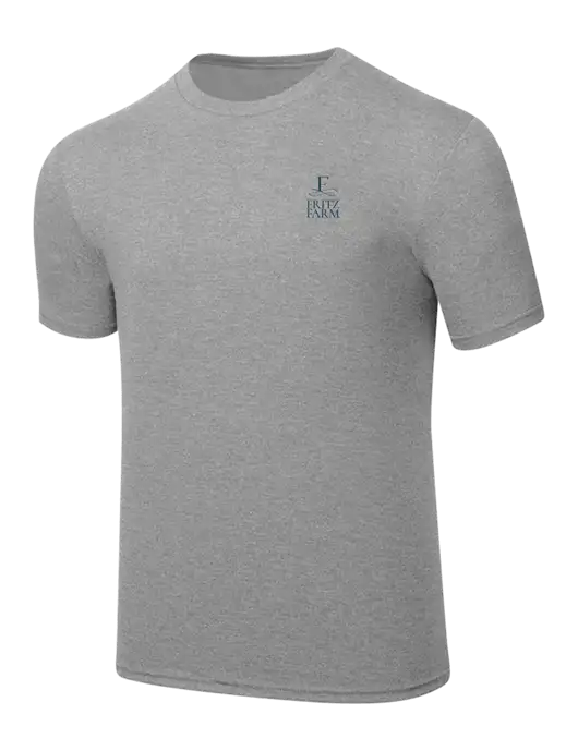 Simply Soft Heathered Light Grey 4.5oz  Poly/Combed Ring Spun Cotton T-Shirt w/Fritz Farm Logo
