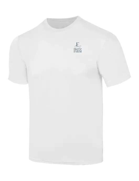 Simply Soft White 4.5oz  Poly/Combed Ring Spun Cotton T-Shirt w/Fritz Farm Logo