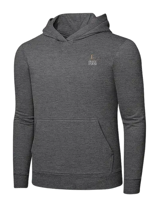 Graphite Heather 7.8. oz Ring Spun Hooded Sweatshirt w/Fritz Farm Logo
