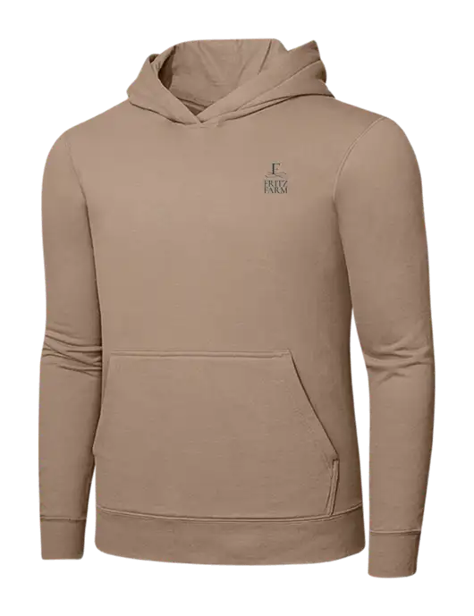 Sand 7.8. oz Ring Spun Hooded Sweatshirt w/Fritz Farm Logo