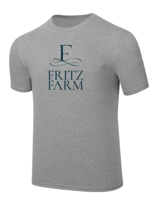 Simply Soft Heathered Light Grey 4.5oz  Poly/Combed Ring Spun Cotton T-Shirt w/Fritz Farm Logo