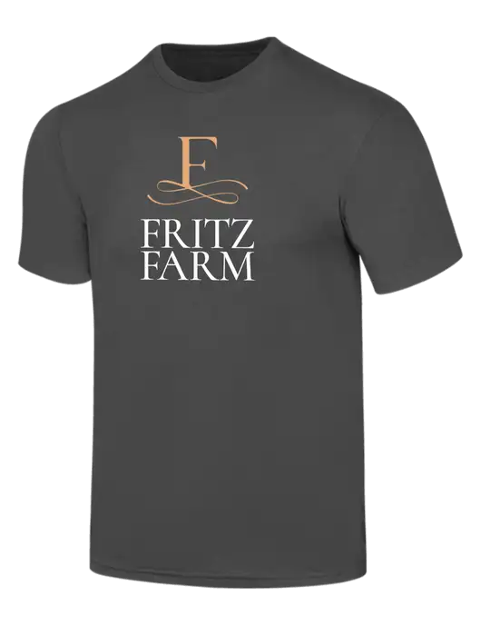 Simply Soft Charcoal 4.5oz  Poly/Combed Ring Spun Cotton T-Shirt w/Fritz Farm Logo