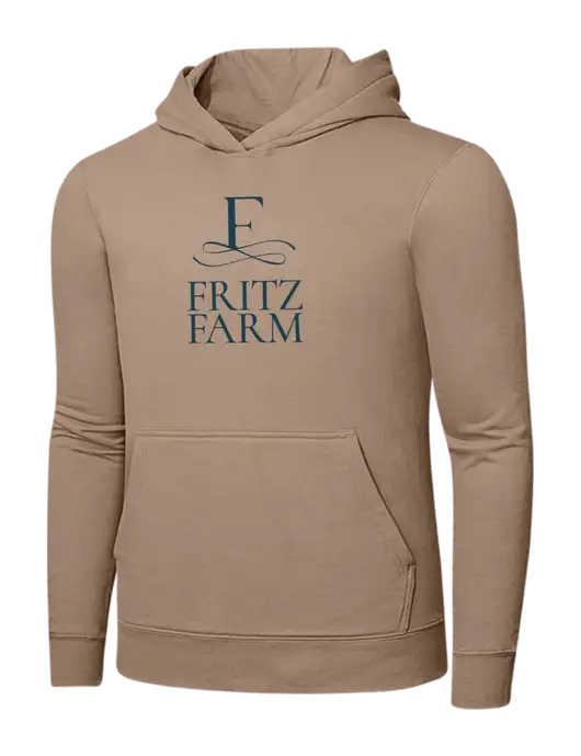 Sand 7.8. oz Ring Spun Hooded Sweatshirt w/Fritz Farm Logo