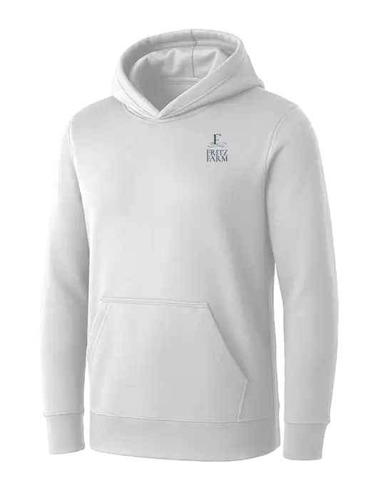 Womens White Core Fleece Pullover Hooded Sweatshirt w/Fritz Farm Logo