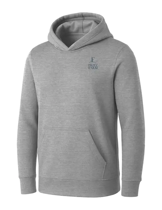Womens Light Grey Heather Core Fleece Pullover Hooded Sweatshirt w/Fritz Farm Logo