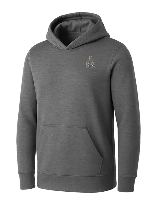 Womens Medium Grey Heather Core Fleece Pullover Hooded Sweatshirt w/Fritz Farm Logo