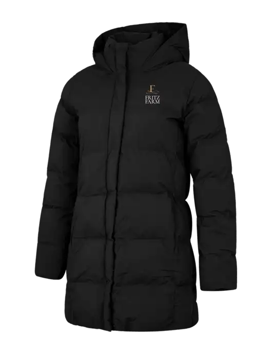 Mercer+Mettle Womens Deep Black Puffy Parka  w/Fritz Farm Logo