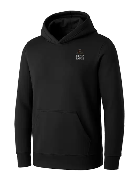 Womens Black Core Fleece Pullover Hooded Sweatshirt w/Fritz Farm Logo