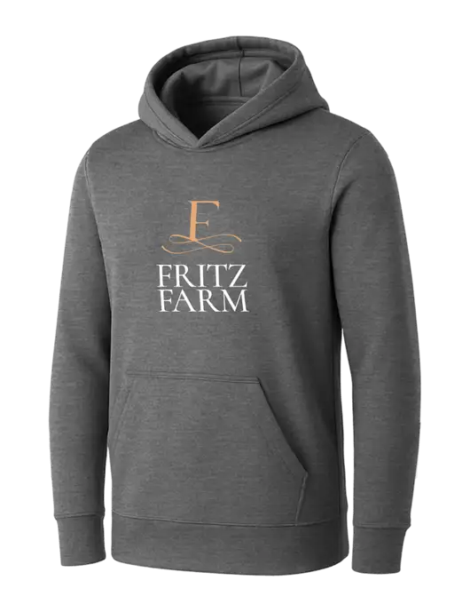 Womens Medium Grey Heather Core Fleece Pullover Hooded Sweatshirt w/Fritz Farm Logo