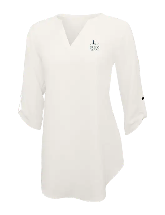 Ivory Womens 3/4 Sleeve Tunic Blouse w/Fritz Farm Logo