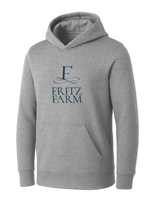 Womens Light Grey Heather Core Fleece Pullover Hooded Sweatshirt w/Fritz Farm Logo