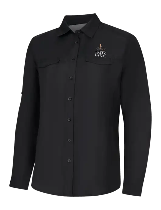 Womens Black Long Sleeve UV Daybreak Shirt w/Fritz Farm Logo