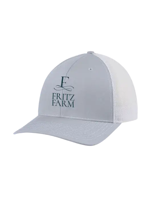 Richardson Adjustable Snapback Original 112 Trucker Cap Light Heather Grey w/White Mesh w/Fritz Farm Logo