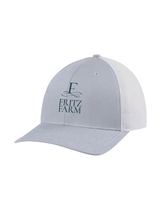 Richardson Adjustable Snapback Original 112 Trucker Cap Light Heather Grey w/White Mesh w/Fritz Farm Logo
