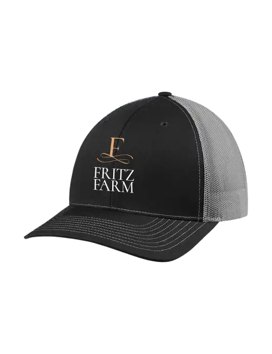 Richardson Adjustable Snapback Original 112 Trucker Cap Black w/Charcoal Mesh w/Fritz Farm Logo