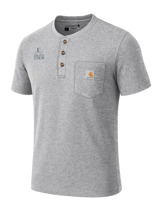 Carhartt Light Grey Heather Short Sleeve Henley Shirt w/Fritz Farm Logo