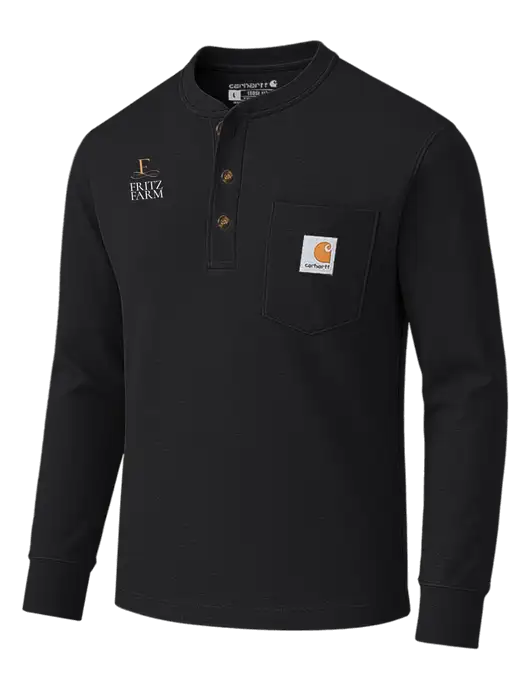 Carhartt Black Long Sleeve Henley Shirt w/Fritz Farm Logo