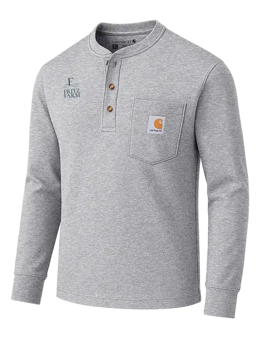 Carhartt Light Grey Heather Long Sleeve Henley Shirt w/Fritz Farm Logo