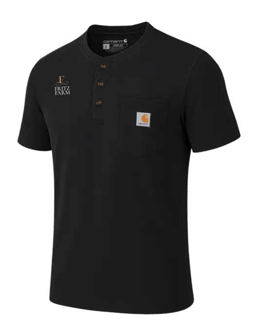 Carhartt Black Short Sleeve Henley Shirt w/Fritz Farm Logo