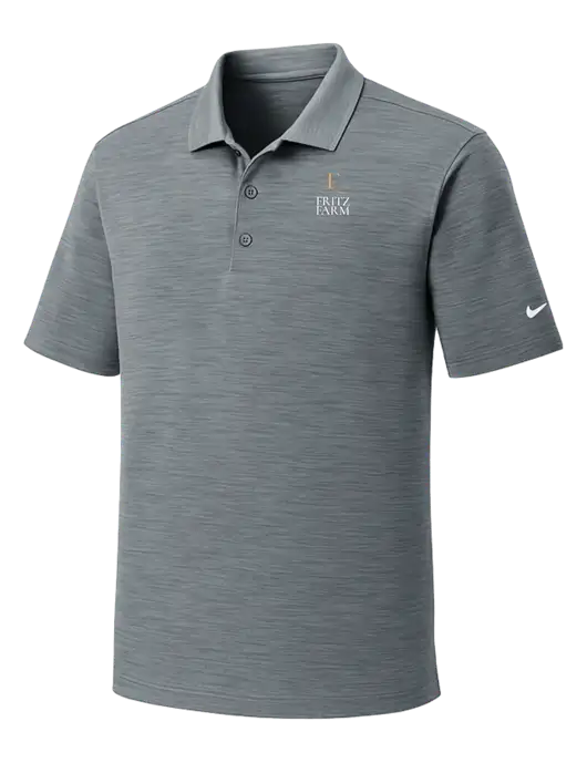 Nike Dri-FIT Medium Grey Striated Polo w/Fritz Farm Logo
