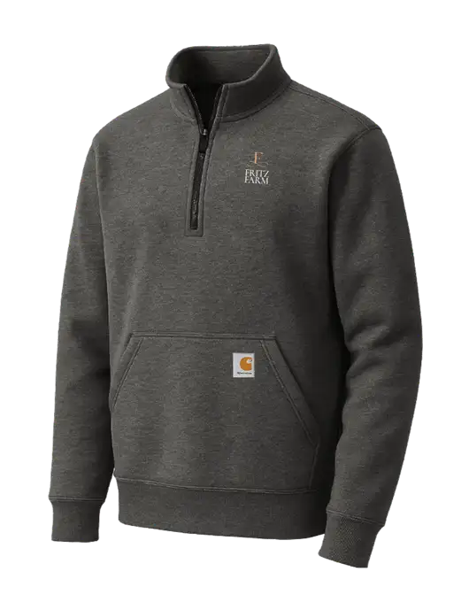 Carhartt Very Dark Heather Grey Midweight 1/4-Zip Mock Neck Sweatshirt w/Fritz Farm Logo