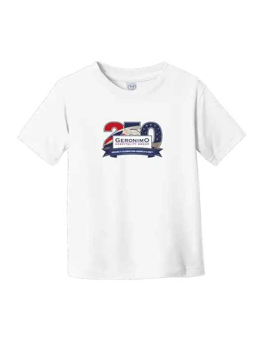 Rabbit Skins White Toddler Fine Jersey Tee w/Geronimo 250th Logo