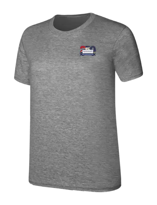Womens Ring Spun Light Grey Heather 4.5 oz T-Shirt w/Geronimo 250th Logo