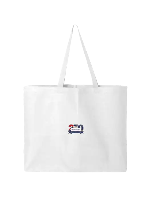 Sturdy Canvas White Tote w/Geronimo 250th Logo