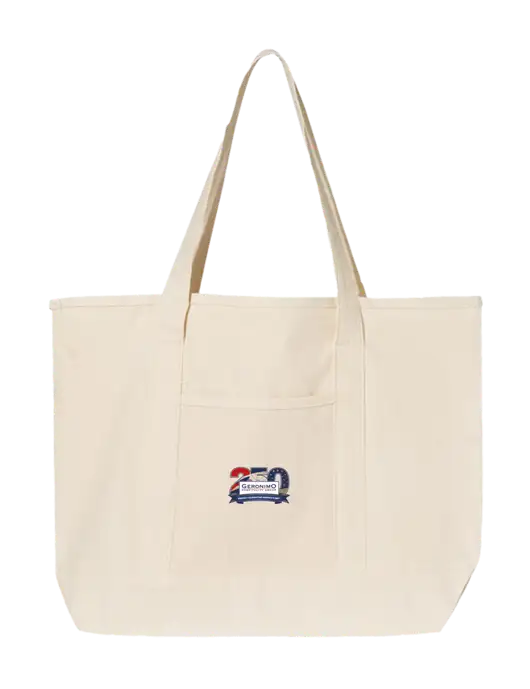 Natural Large Canvas Deluxe Tote w/Geronimo 250th Logo