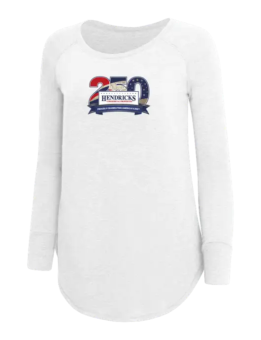Womens Perfect Wide Collar Tunic Tri-Blend White 4.5 oz T-Shirt w/Hendricks 250th Logo